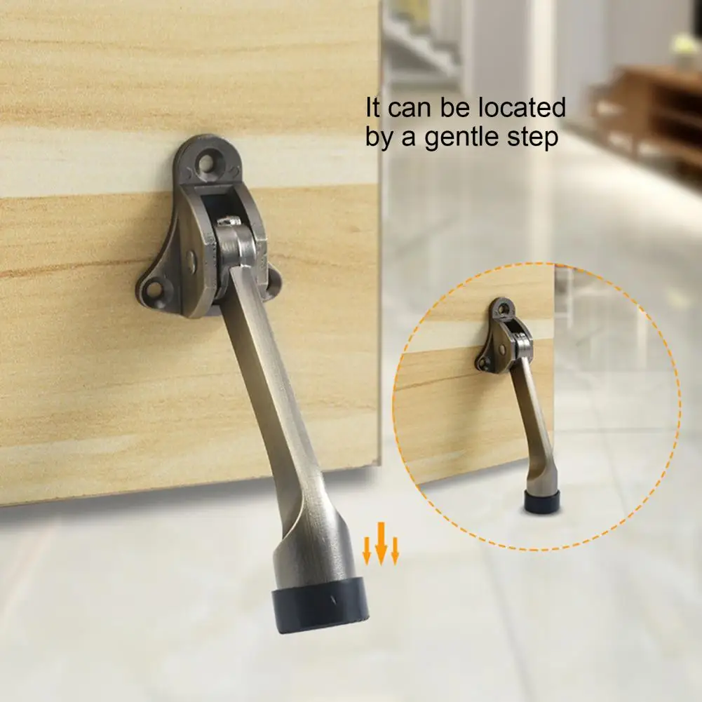 1Pc Door Stopper Kickdown Foot-Operated Lever Door Stops Non-Slip Rubber Wall Guard Bumper Adjustable Door Holder Hardware