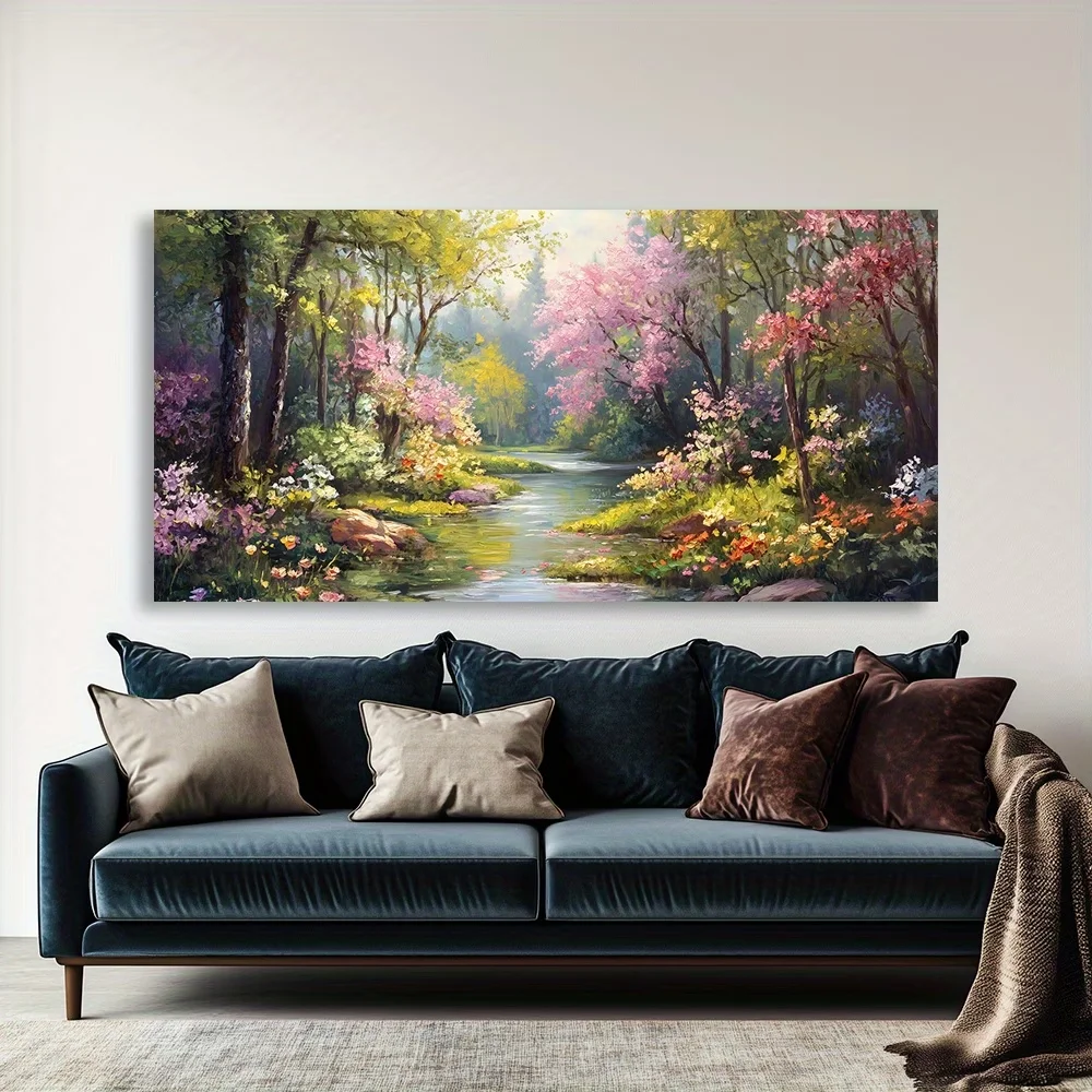 DIY Diamond Painting Jewelry Cross Stitch Prosperous Stream Forest Landscape Full Drill Diamond Art Kits, Mosaic Embroidery,Home