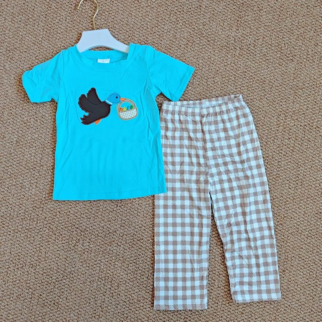 9.12 Baby Boys Easter Duck Eggs Top Bottom Pants Clothes Sets