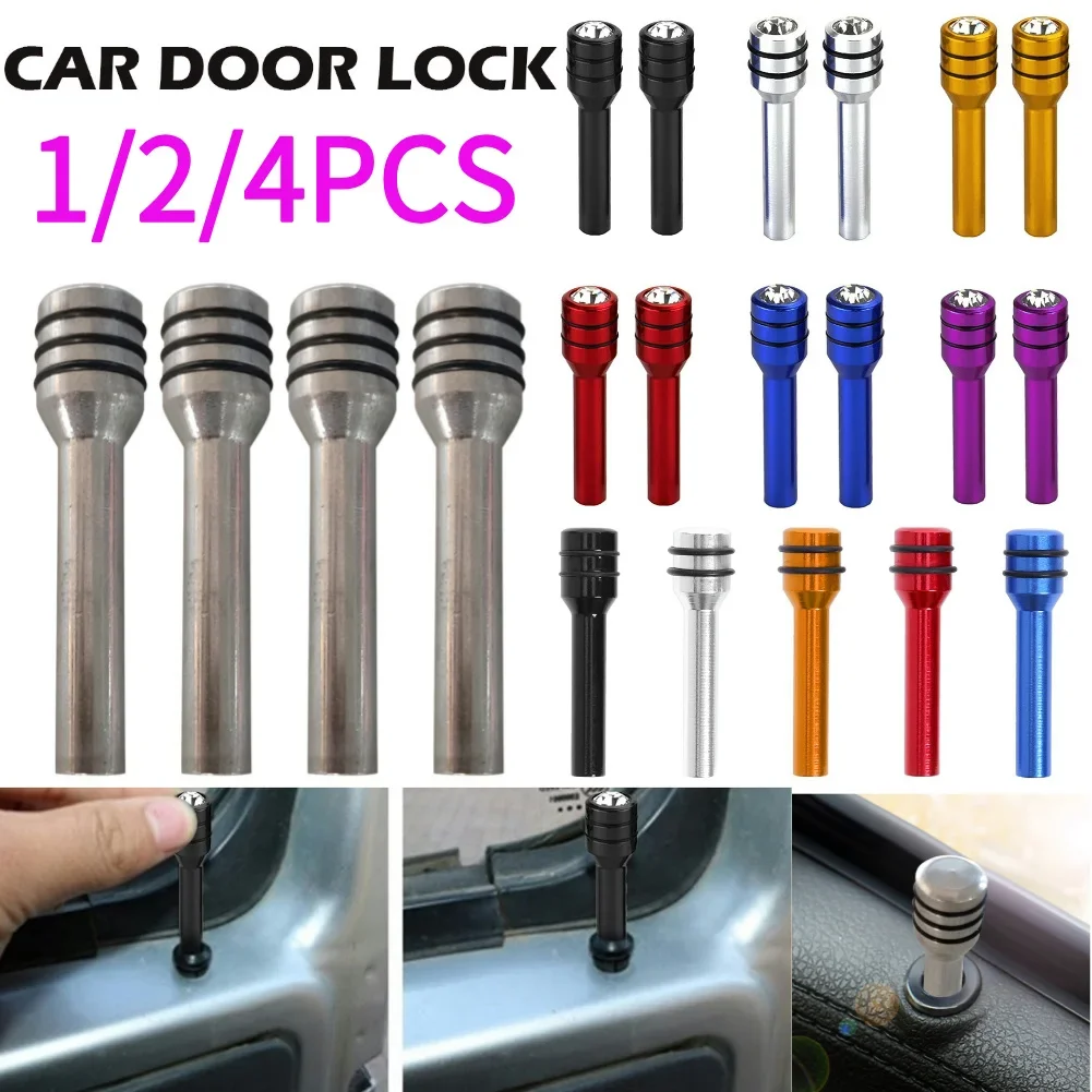 

1/2/4 шт. универсальные автомобильные дверные замки из алюминиевого сплава, автомобильные внутренние дверные замки для грузовиков, ручка замка, вытяжные штифты, детали для салона автомобиля