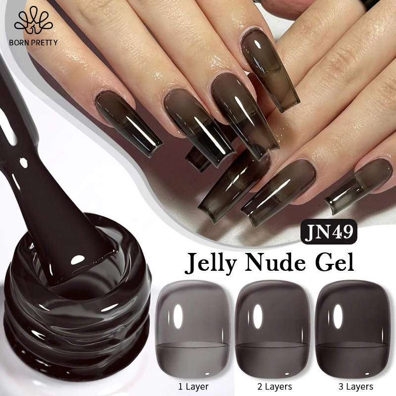 

BORN PRETTY Black Jelly Gel Nail Polish 10ml Crystal Translucent Nail Art Vernis Semi Permanent Soak Off UV LED Gel DIY At Home