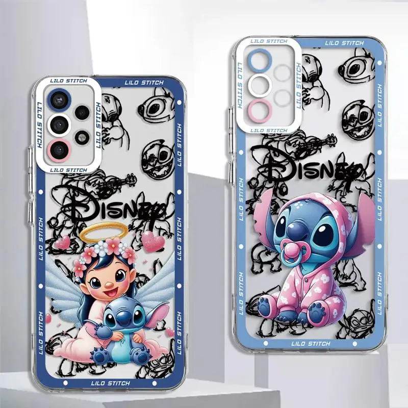 Disney Stitch Lilo Cute Cartoon Case for Samsung Galaxy S24 Ultra S20 FE S22 Plus S23 FE S21 S21 Plus TPU Transparent Soft Cover