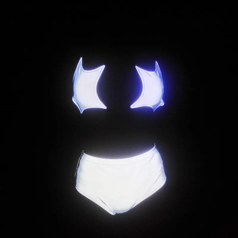 Conjunto de biquíni com estampa de estrela reflexiva, alças ajustáveis, maiô de duas peças, roupa de balada sexy, glitter, praia, piscina, festa, férias de verão