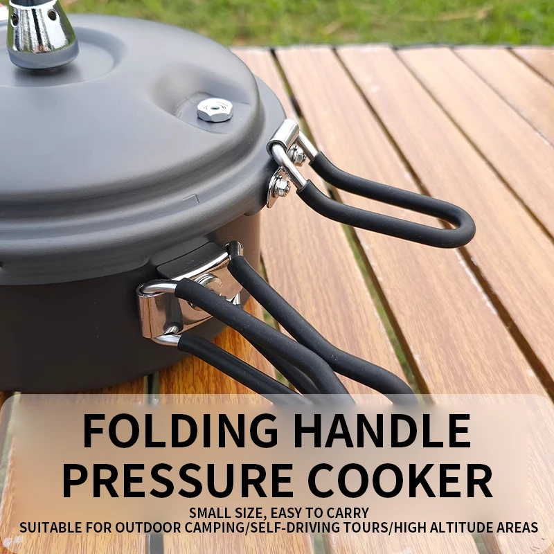 طنجرة الضغط الخارجية، مقبض محمول قابل للطي، طنجرة الضغط، المشي لمسافات طويلة، التخييم، 80Kpa، طباخ ضغط صغير مقاوم للانفجار