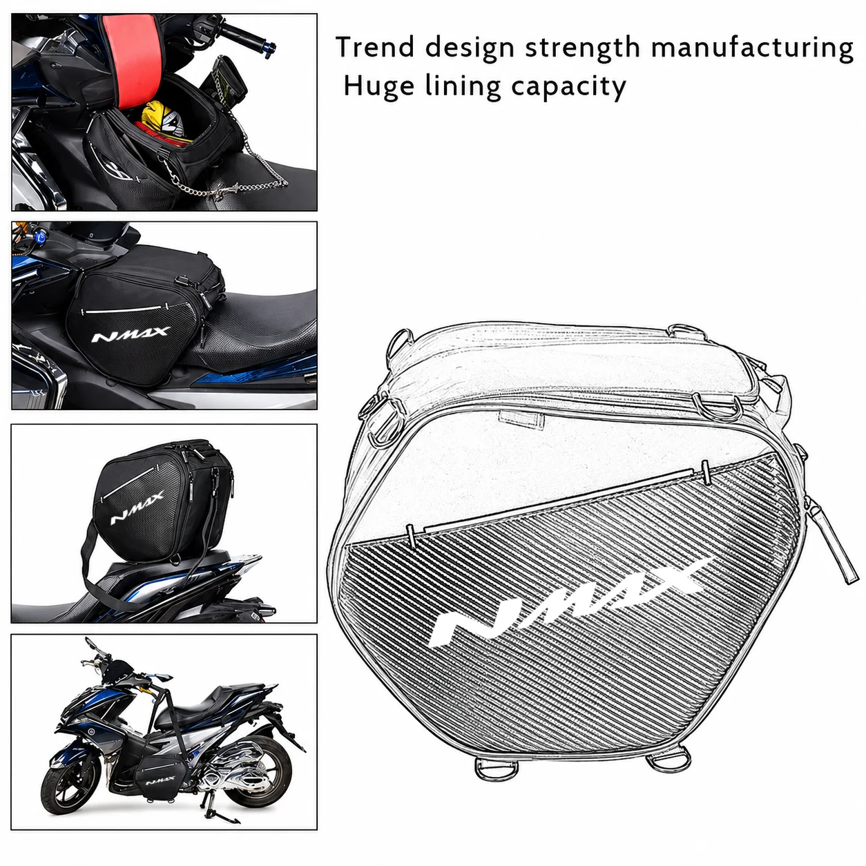 Motorcycle Tunnel Bag For Yamaha NMAX125 NMAX155 Scooter Seat Storage Bag Waterproof Under Seat Organizer Accessories