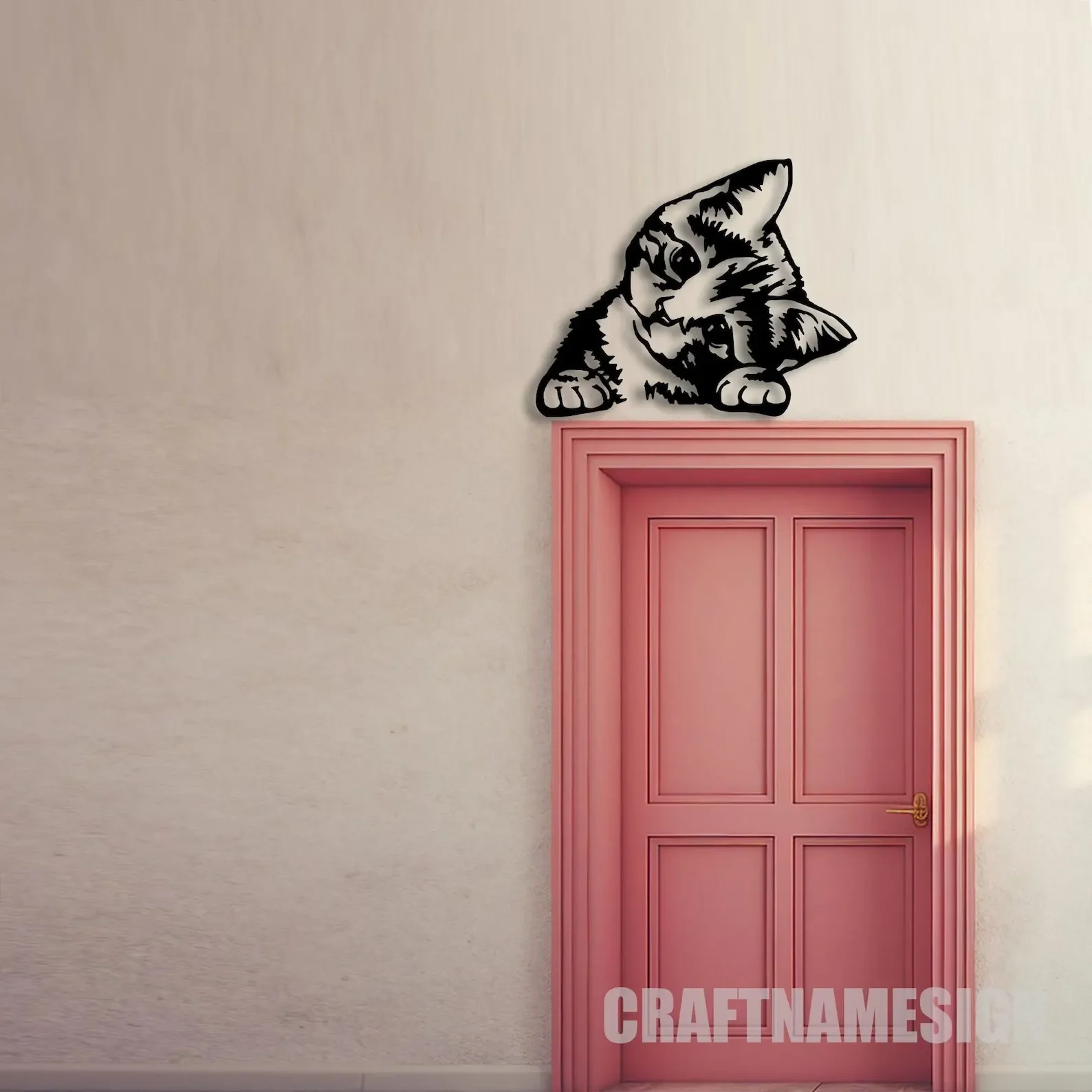 CIFBUY Iron Wall Art Peeking Cat Door Topper Metal Hanging Decor Bedroom Ornament Gift for Cat Lovers