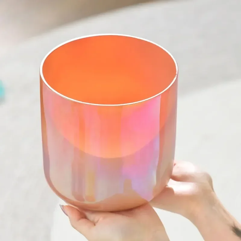 Star Linkup 8 Inch Clear Quartz Crystal Singing Bowl with Mallet Dream Flame Nebula Color Alchemy Sound Healing Therapy Instrume