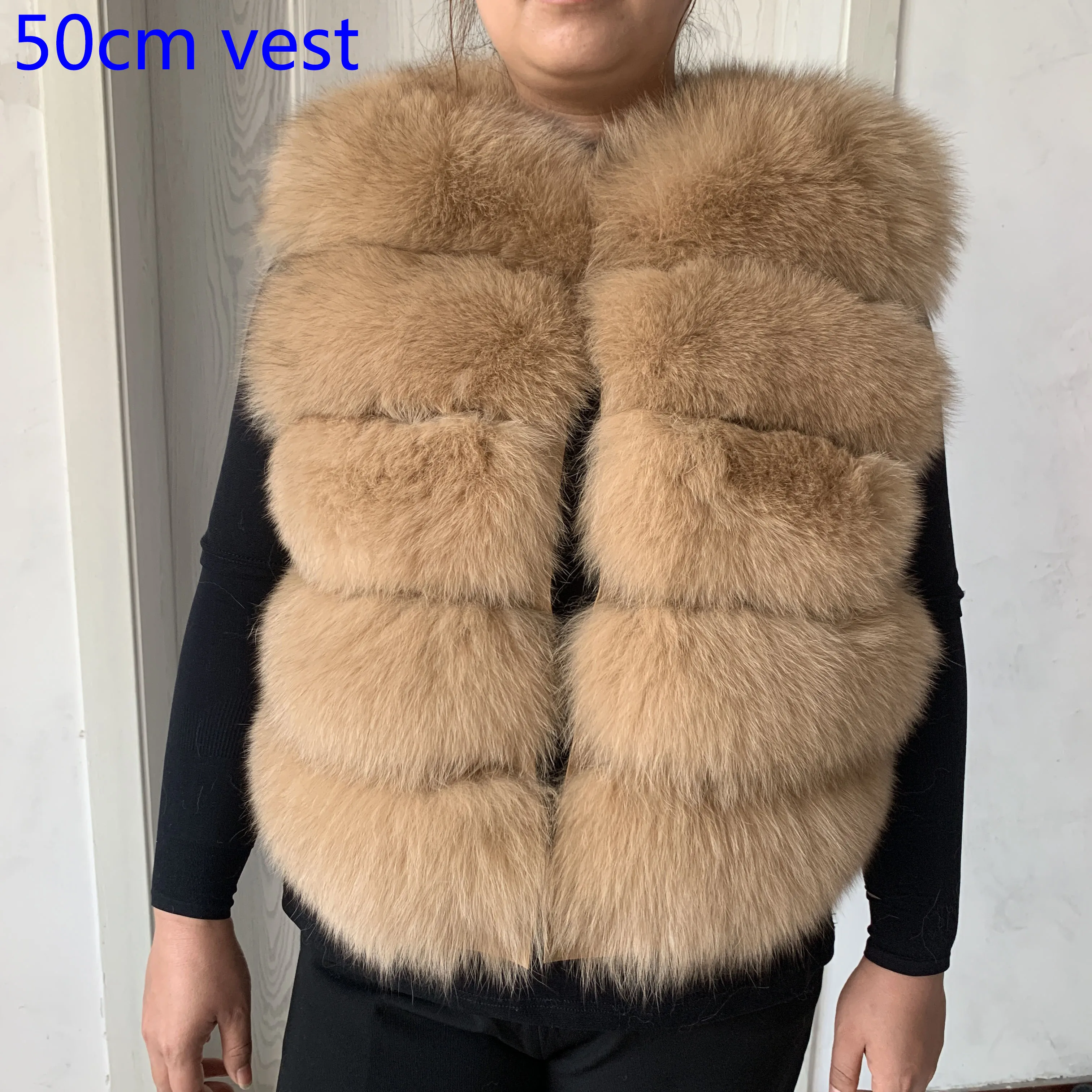 Veste en fourrure de renard véritable pour femmes, gilet à col montant, mode chaude, fourrure naturelle, qualité, fourrure de renard 100%, automne