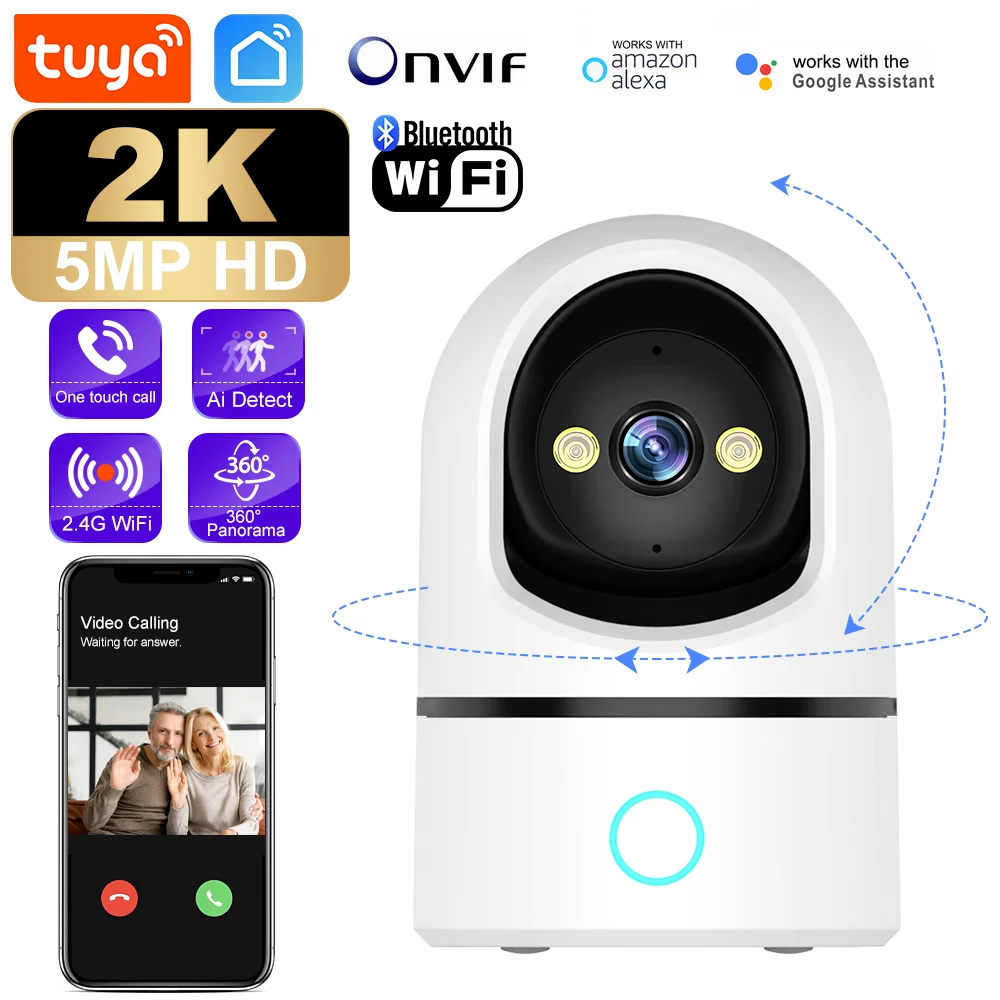 

Tuyac 2K Indoor Safety Camera Be Suitable For baby/Gerontal Family Safety Camera With One-touch Call Function Automatic Tracking