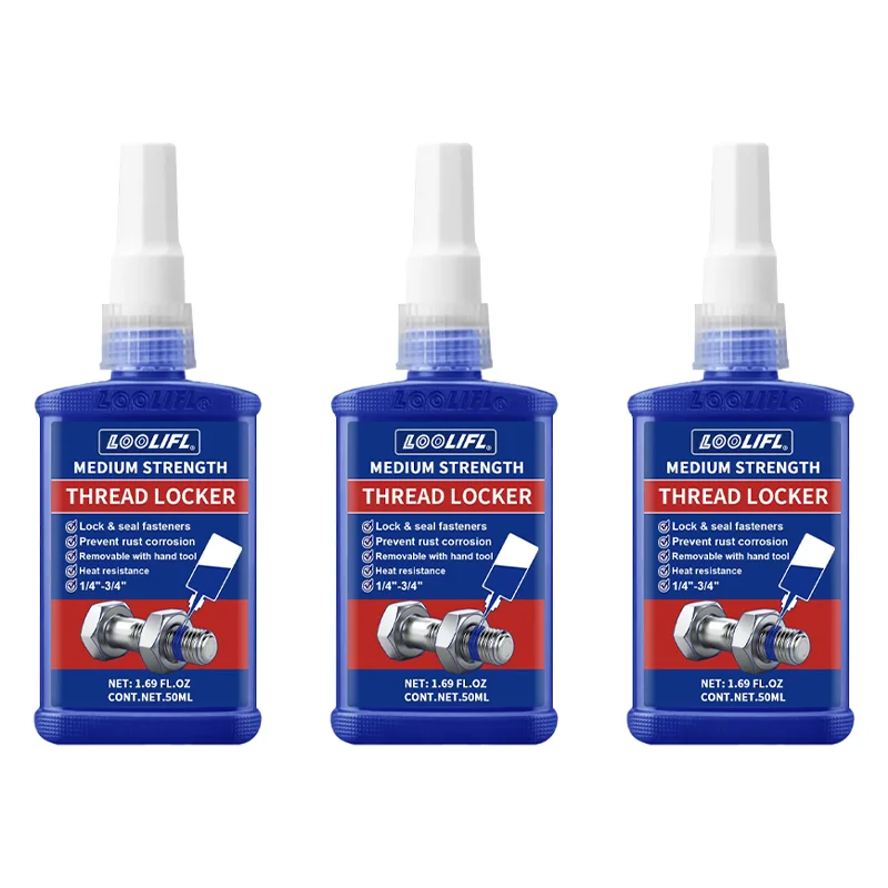 , 243 gemiddelde sterkte 10 ml-50 ml schroefdraadborgmiddel, industriële lijm, verwijderbaar, anti-losmaken, antislip, waterdicht, roestbestendig, oliebestendig, afdichting schroefdraadborgmiddel,