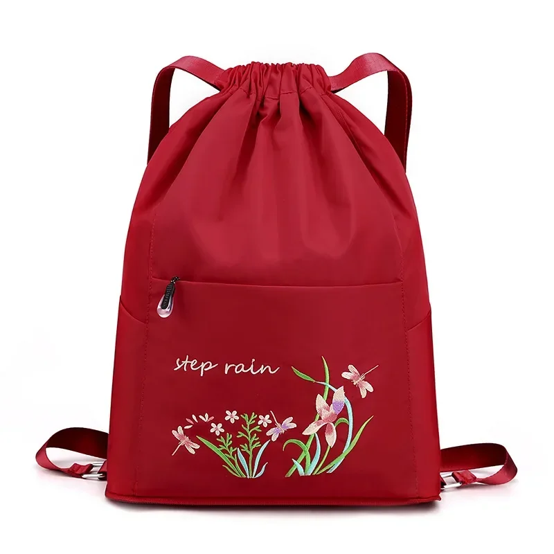 Women Floral Printed Backpack Casual Drawstring Folding Rucksack Fashion Waterproof Nylon Bag Large Capacity Mochila 2023