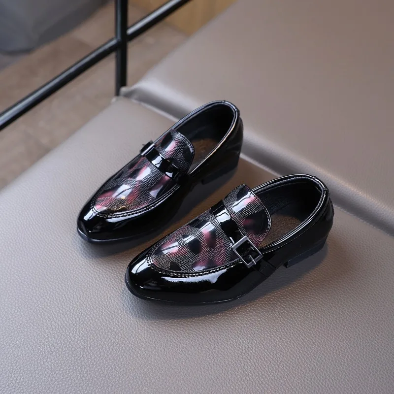 Mumoresip Kids School Leather Shoes Pointed-toe Children Uniform Loafers Perform Slip-on Non-slip Soft Boys Dress Low Heel Shoes