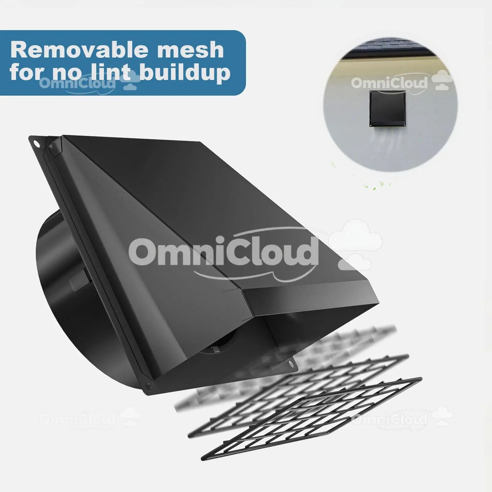 غطاء فتحة تهوية مجفف خارجي مع شبكة قابلة للإزالة، فتحة تهوية مروحة عادم مثبتة على الحائط مقاس 4 بوصات