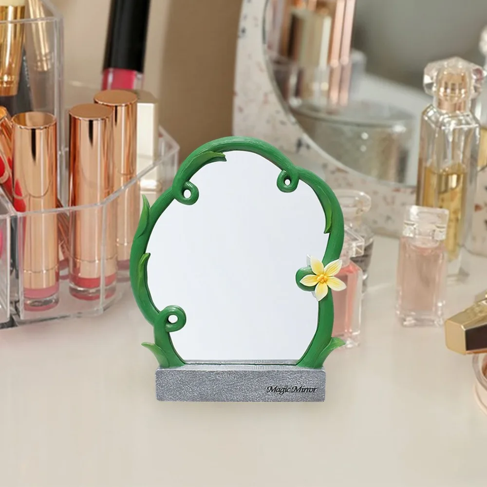 Tragbarer Spiegel in Blumenrebenform mit Sockel, Make-up-Spiegel mit hoher Klarheit, Dekor, langlebiger Mini-Kosmetikspiegel für Zuhause und Reisen