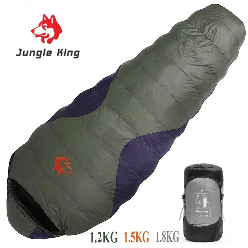 JUNGLE KING CY660 4 estaciones 3 tipos de espesor Camping viaje plumón de pato blanco relleno de plumas cálido momia sacos de dormir