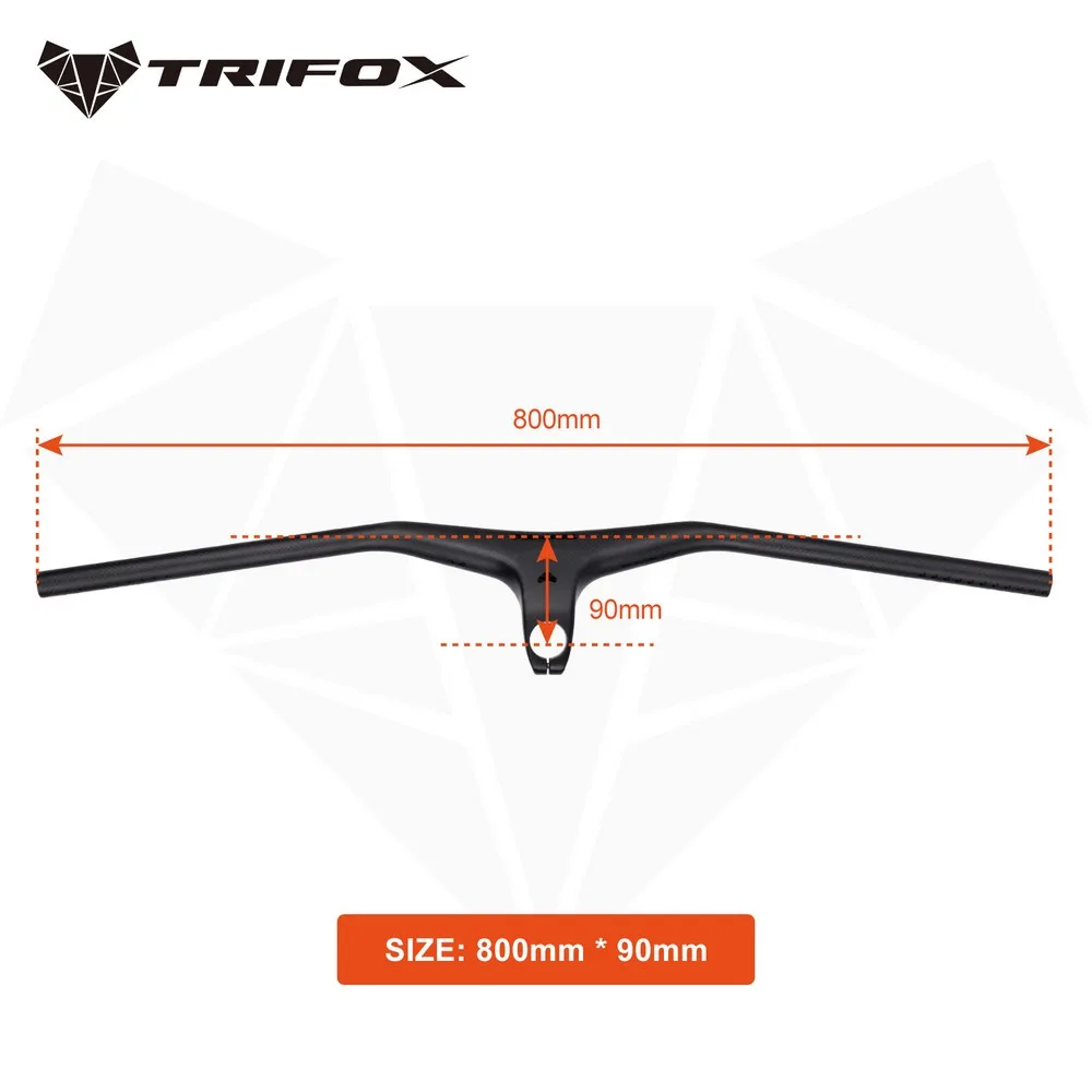 TRIFOX Carbon Fiber MTB Bicycle Integrated Handlebar With Stem -17 Degree 80*740/800mm Mountain Bike Parts