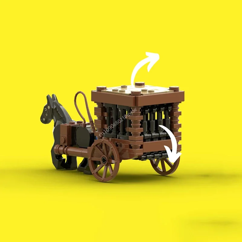 173pcs Moc Medieval Prisoner Transport Carriage Modular Building Model Blocks Creative Assembly Bricks Toys Kids present