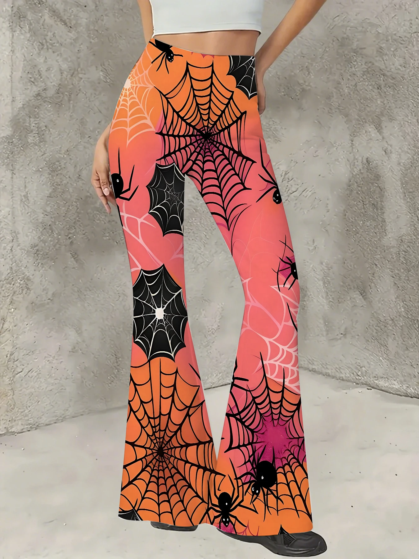 

Women's Floral Print Flare Pants Elegant Stretchy Bell Bottom Trousers Summer