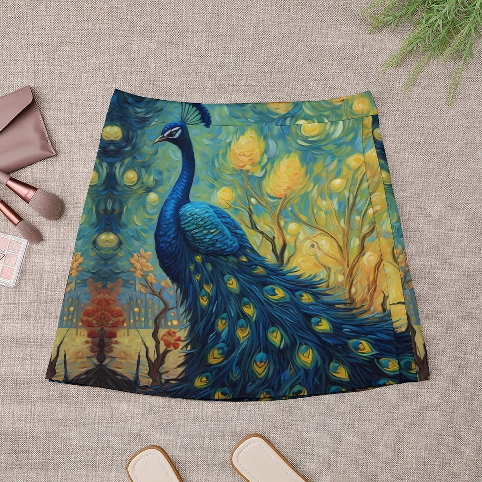 Fantasy Painting About Peacock Skirt Spring  Aesthetic Casual A-line Skirts Retro Mini Skirt Female Custom Oversize Clothing