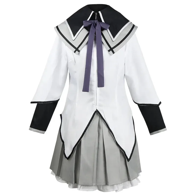 Anime Akemi Homura Cosplay Puella Magi Madoka Magica Cosplay Boog Pruik Halloween Party Uniform Combat Jurk Jk Jurk