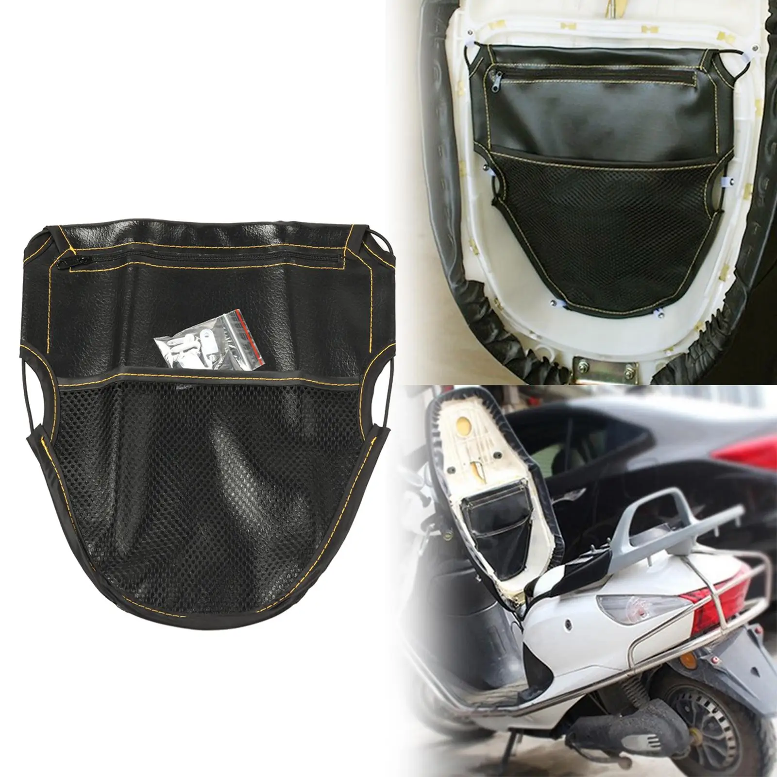Leather Motorcycle Under Seat Cushion Storage Pouch Bag Premium