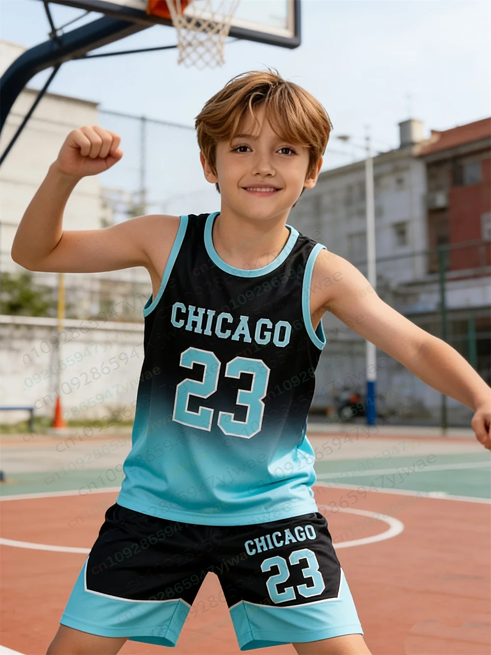 Summer Children Grade New Style Breathable Sweet Absorbing Quick Sportswear Basketball Vest Set Outdoor Training T-Shirt Shorts