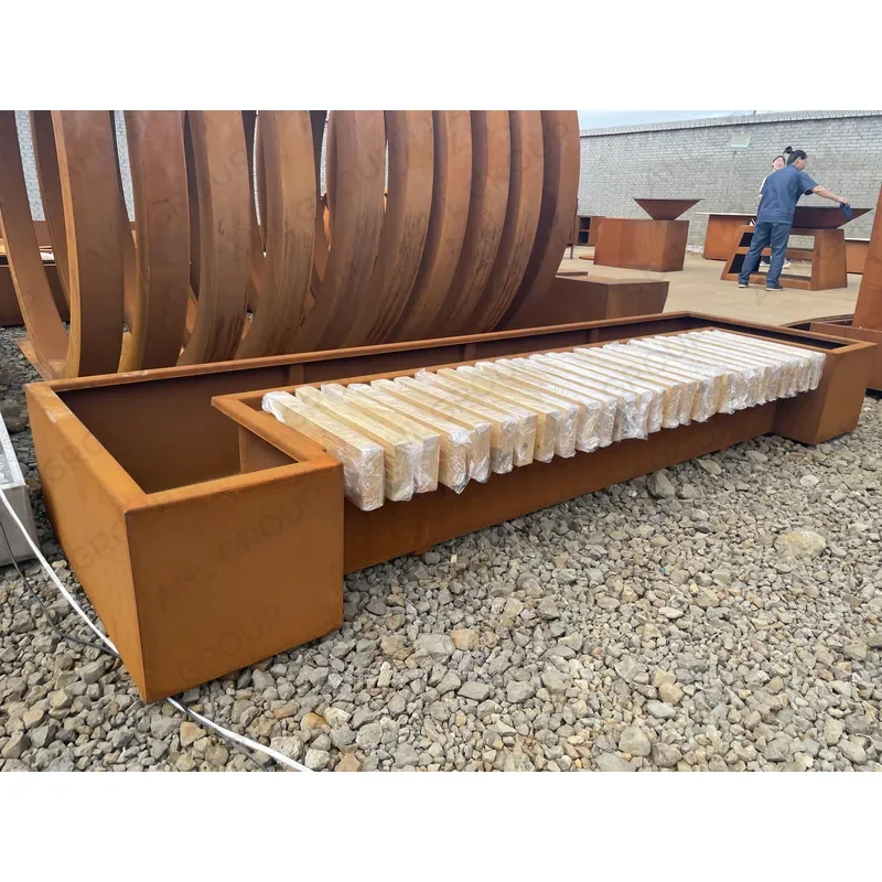 Custom Large Steel Planter & Wooden Bench Seating to Planters & Plant Containers