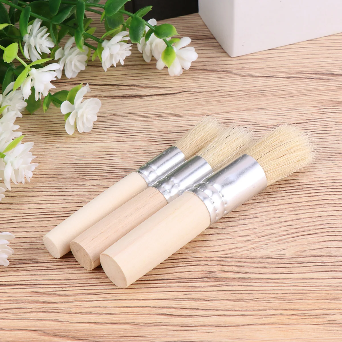 

3 pcs Paintbrushes Stencil Bristle Brushes for Oil Watercolor Painting DIY Crafts Acrylic Tool Fine Wood Handle