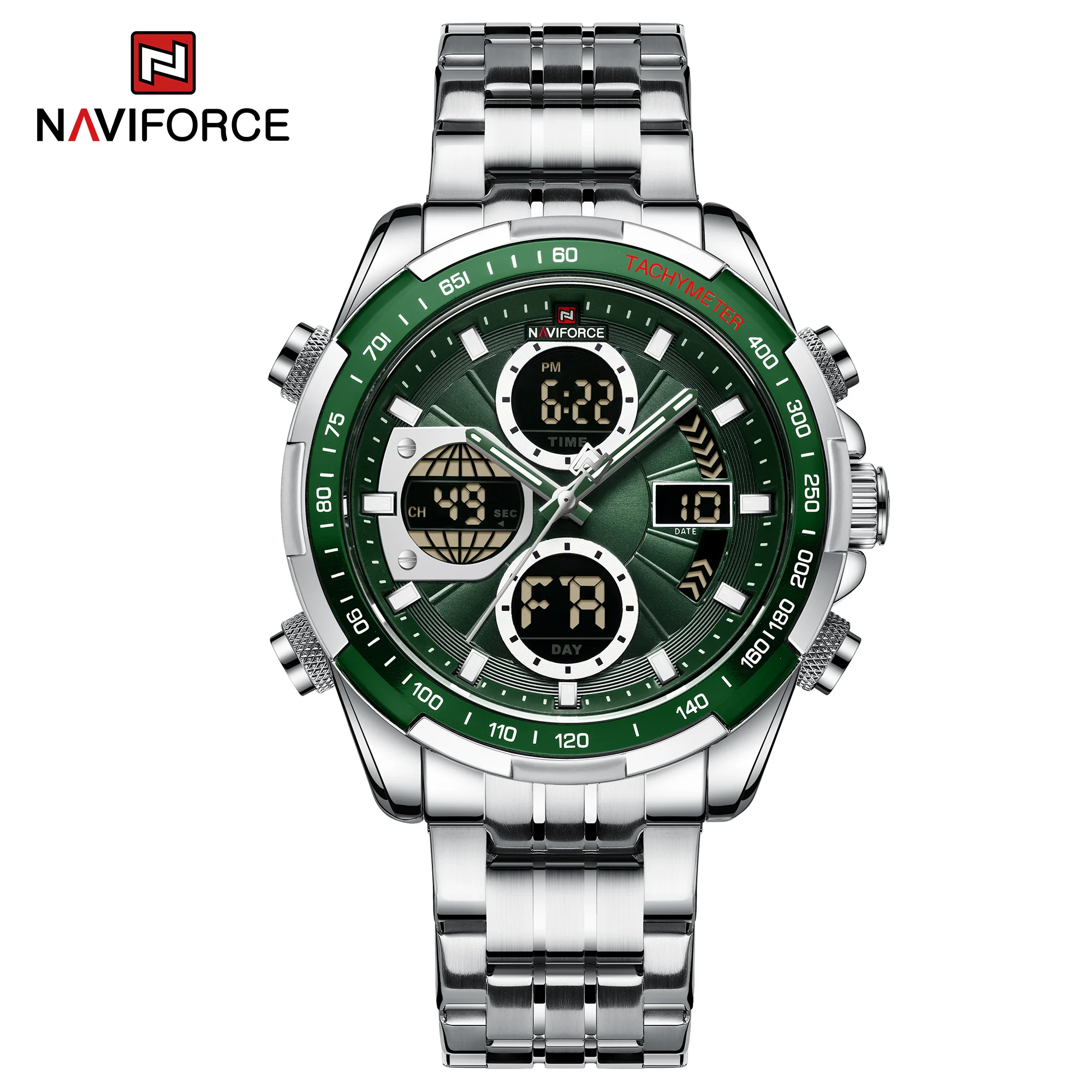 

NAVIFORCE 2024 New Fashion Watches for Men Analog Digital 3ATM Waterproof Stainless steel Wrist Watch LED Luminous Male Clock