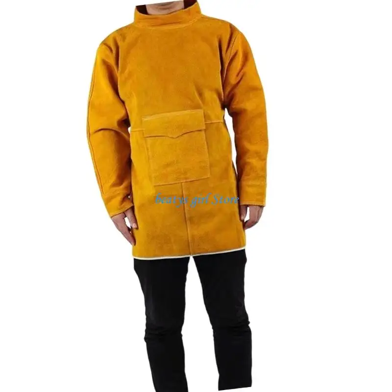 

C7AB сверхмощный кожаный сварочный фартук, огнестойкий, брызгозащищенный, теплоизолированная защитная одежда для мужчин и женщин