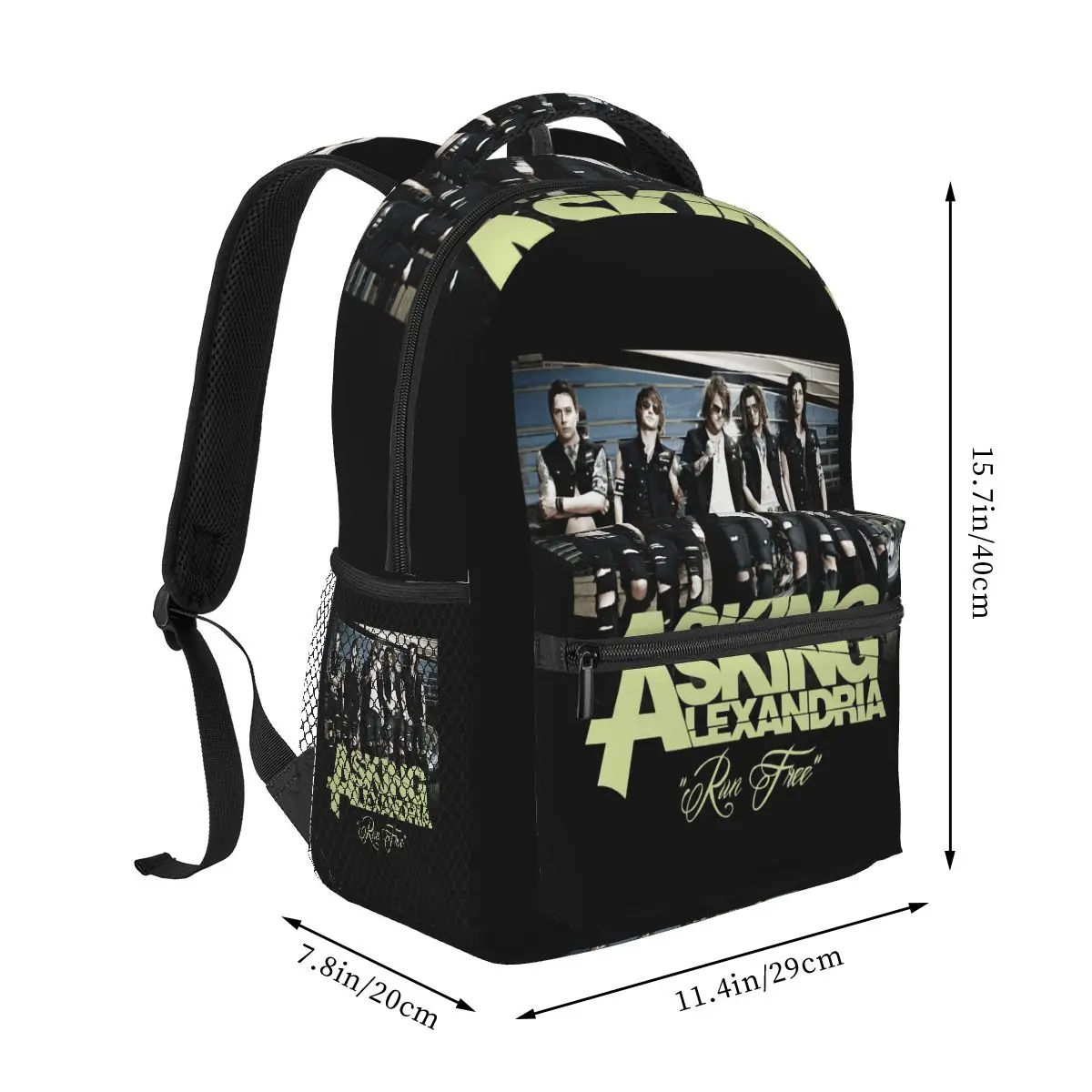 Punk Rock Asking Alexandria Graphic Skeleton Backpack Student Boys Girls BookBag Kids School Bag Shoulder Bags for Men Women
