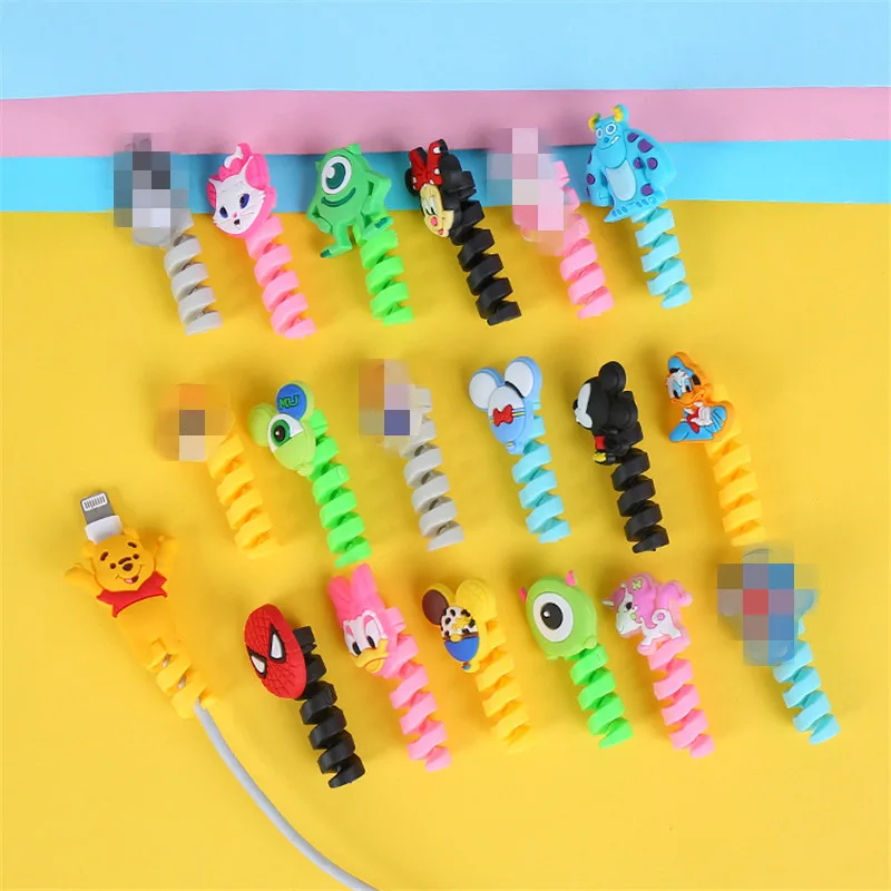 100 sztuk/partia Disney przewód spiralny uchwyt kabel Winder kabel USB słuchawki Protector ładowania linii saver dla iphone Android