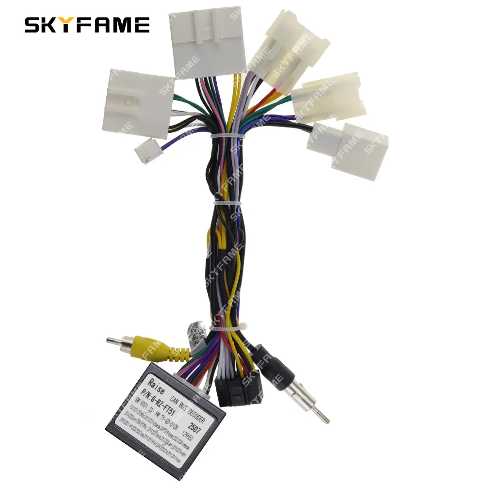 SKYFAME Car 16pin Wiring Harness Adapter Canbus Box Decoder Android Radio Power Cable For Toyota CHR G-RZ-FT51