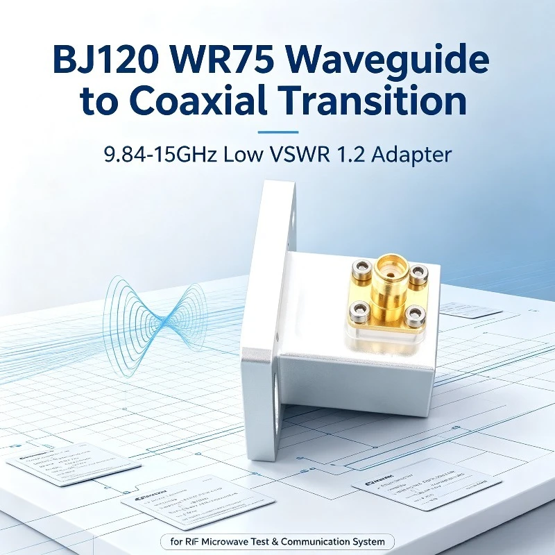 BJ120 WR75 Waveguide to Coaxial Transition, 9.84-15GHz Low VSWR 1.2 RF Adapter for Microwave Test & Communication Systems