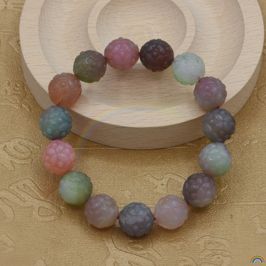 Natural Salt Source Agate Carving Flower Bead Bracelet Ethnic Style Fashion Light Luxury Bracelet Rwbuy Brand Design
