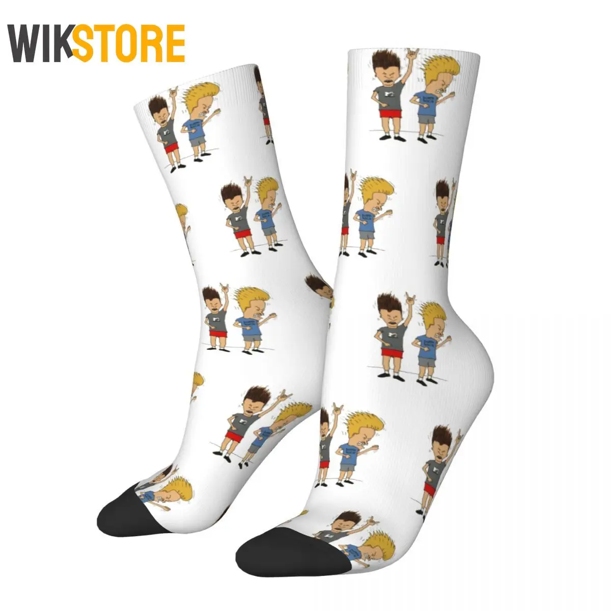 Beavis Butthead Rock Socks Men Women Funny Happy Old Cartoon Punk Metal Socks Novelty Spring Summer Autumn Winter Cute Sock