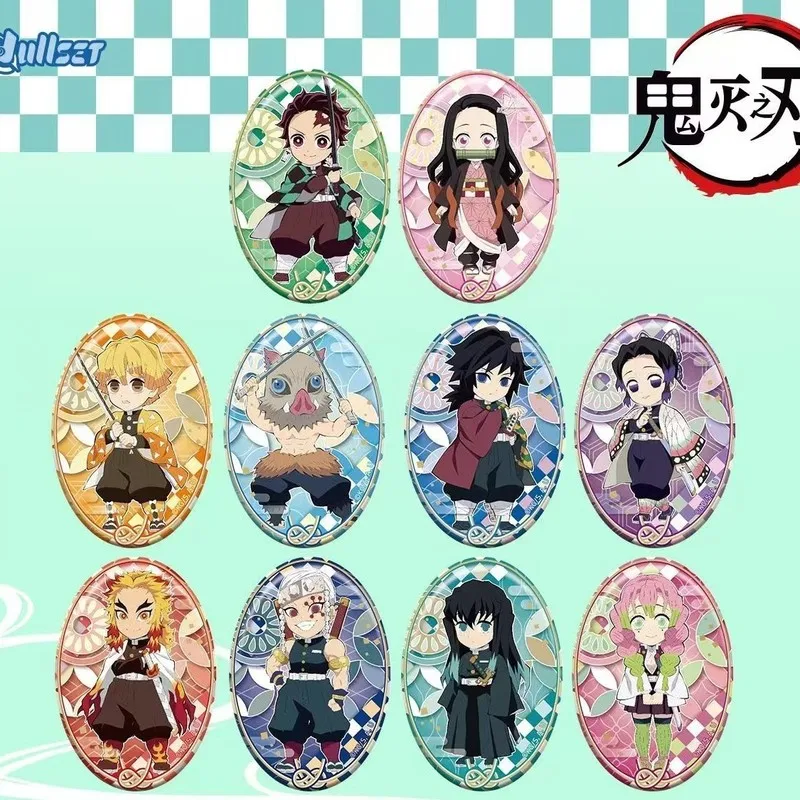 

New Demon Slayer Q Version Oval Badge Blind Bag Anime Collectible Merchandise Tanjiro Giyuu Shinobu Decor For Anime Fans