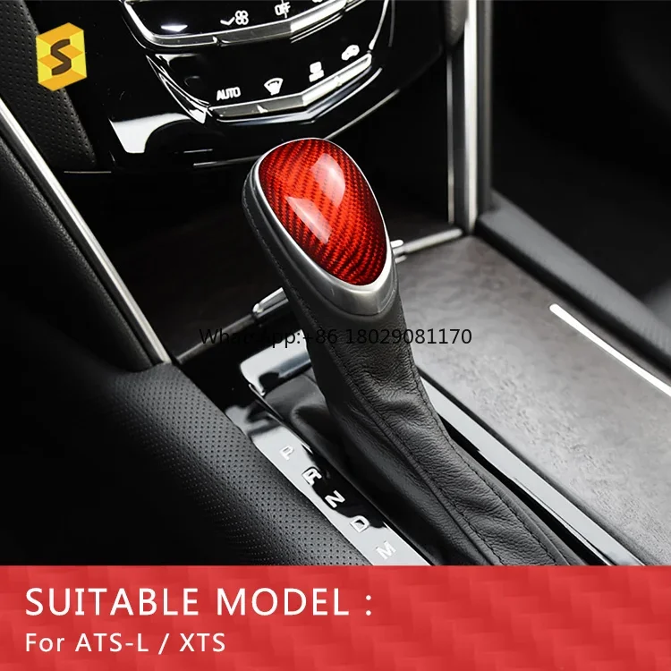 Carbon Fiber Car Interior Shift Knob Cover, mudança de engrenagem para Cadillac ATS-L XTS, Access Guarnição Decoração, N-KDLK-102