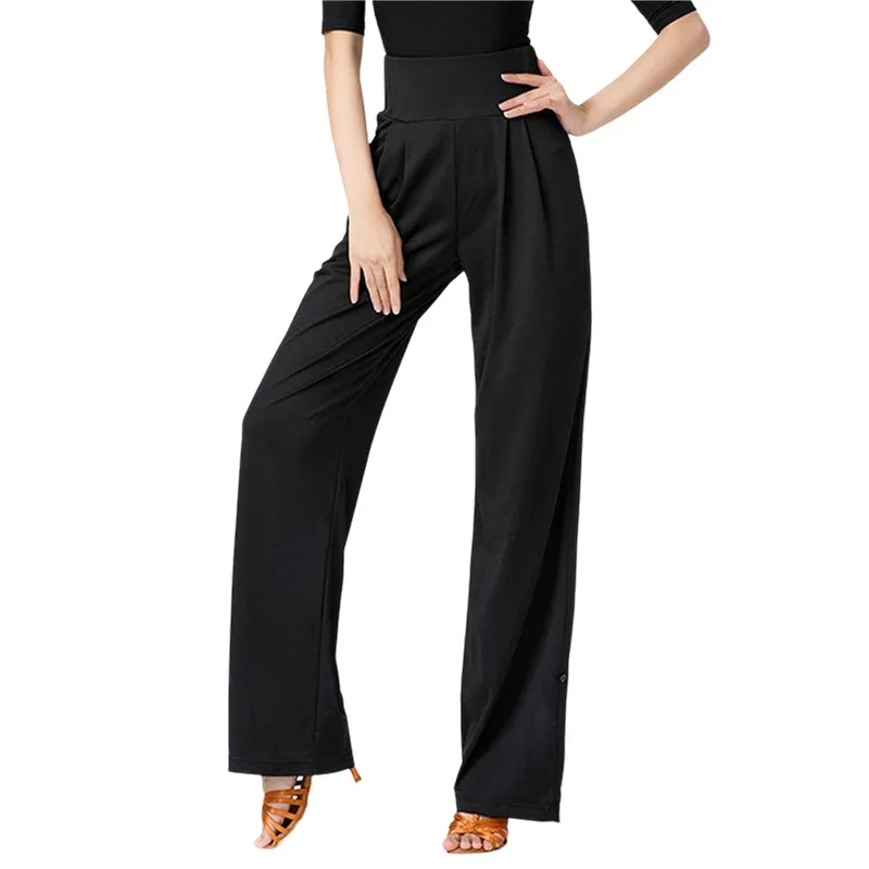 سراويل الرقص اللاتينية الصيف رقيقة مرنة عادية طويلة فضفاضة بنطلون المرأة ممارسة سومبا رومبا قاعة الرقص زي الرقص الحديث