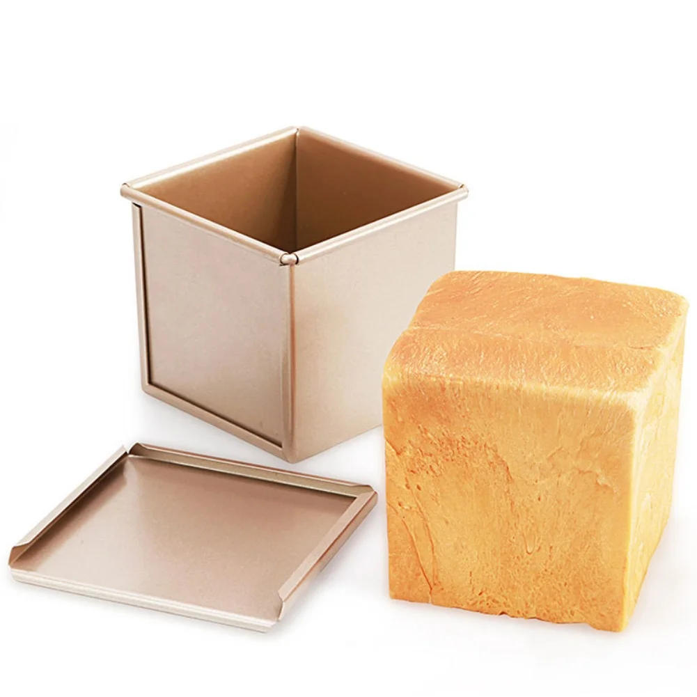 Carbon Steel Loaf Pan with Square Profile and Sliding Lid for Baking Uniform Toast Slices and Dense Bread Loaves