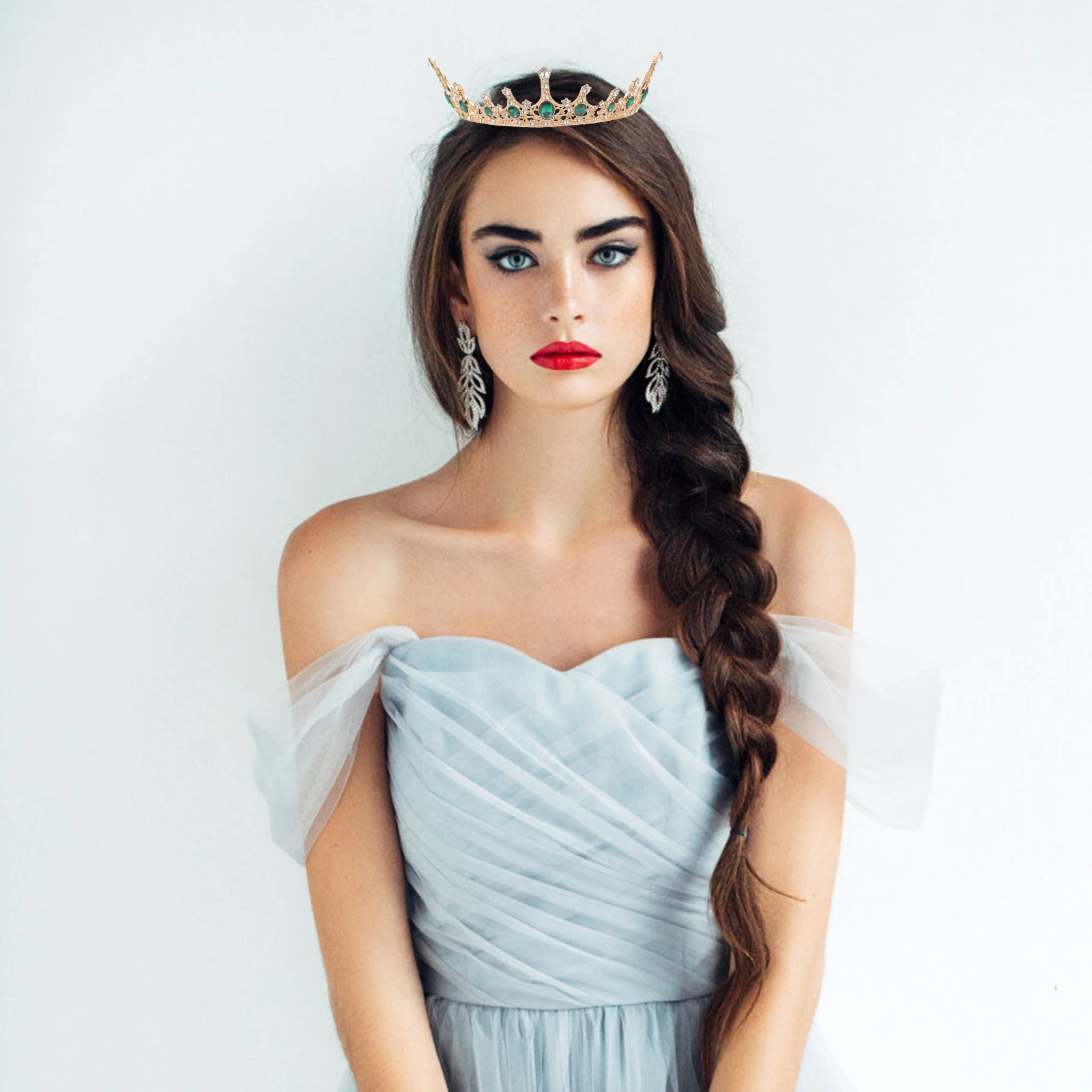 

Crystal Crown Bridal Round Bride Wedding Headband Lightweight for Alloy Crowns Special Occasion Baroque