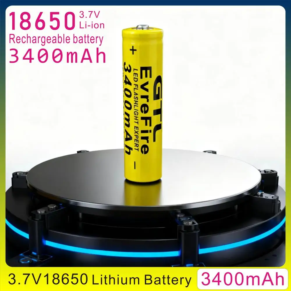 แบตเตอรี่ลิเธียมไอออน 18650 3.7V 3400mAh สำหรับไฟฉาย พัดลม คุณภาพสูง ความจุมาก แบตเตอรี่เกรด A