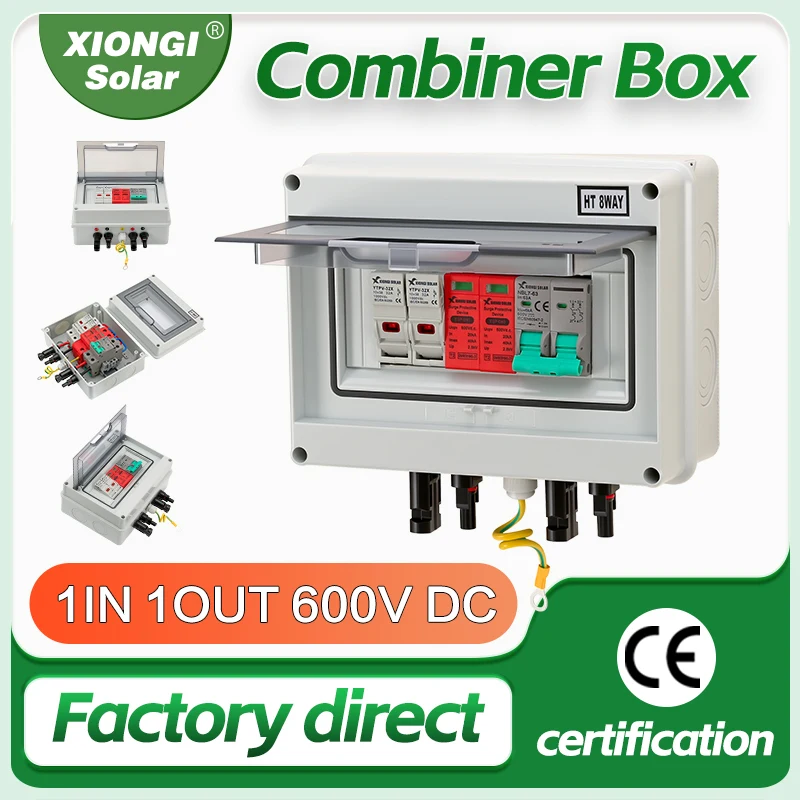 Solar photovoltaic PV Combiner Box DB With Ground Wire 1 in 1-out DC 600V Fuse MCB SPD Waterproof 1 string Box IP65 wholesale