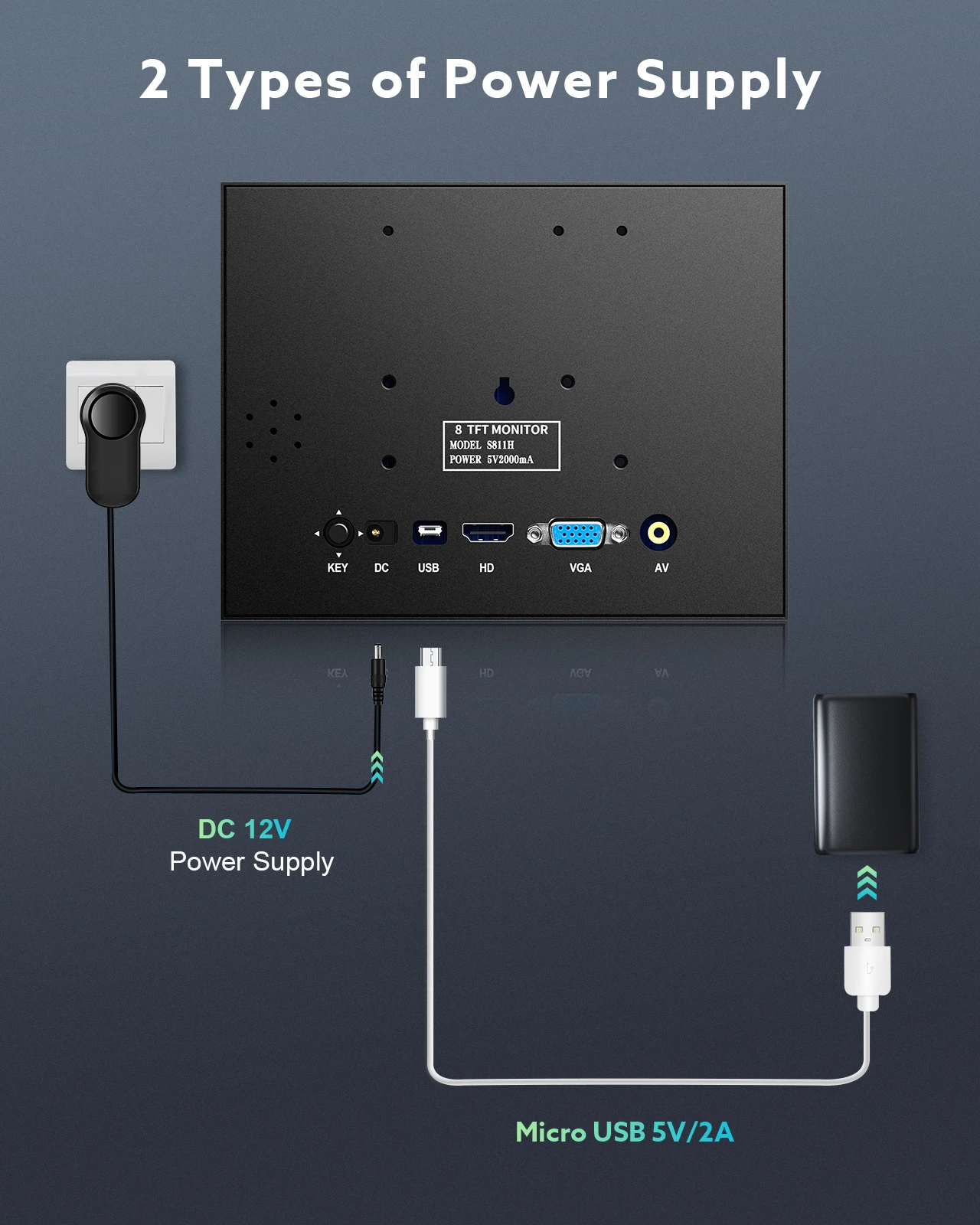 Imagem -06 - Eyoyo Polegadas Mini Monitor 1024x768 Resolução Tft Display Lcd com Hdmi Vga Usb av Entrada de Vídeo para a Câmera Ccd de Dvd do pc Dvr Monitor para pc Monitor Portátil Screen Extender