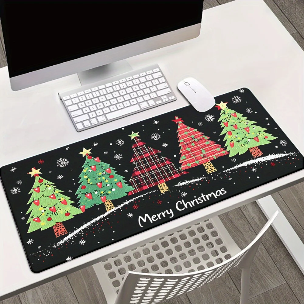 

Retro checkered Christmas tree mousepad large waterproof and anti-slip rubber game and office accessories, suitable for home use