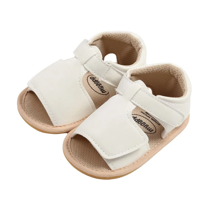 EWODOS 0-18M Toddler Baby Girls Boys Unisex Summer Sandal Shoes PU Leather Flexible Non-slip Summer Flat Shoes for Casual Daily