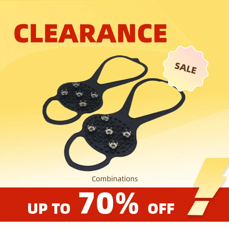 Clearance_1 Pair 5 Studs Anti-Skid Ice Snow Camping Walking Shoes Winter Safety Boots Universal Professional Climbing_Continuous
