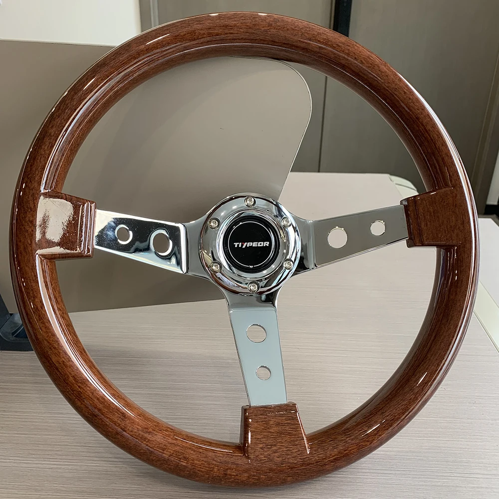 

TIYPEOR Universal 14inch 350mm ABS Wood Style Classic Vintage Steering Wheel