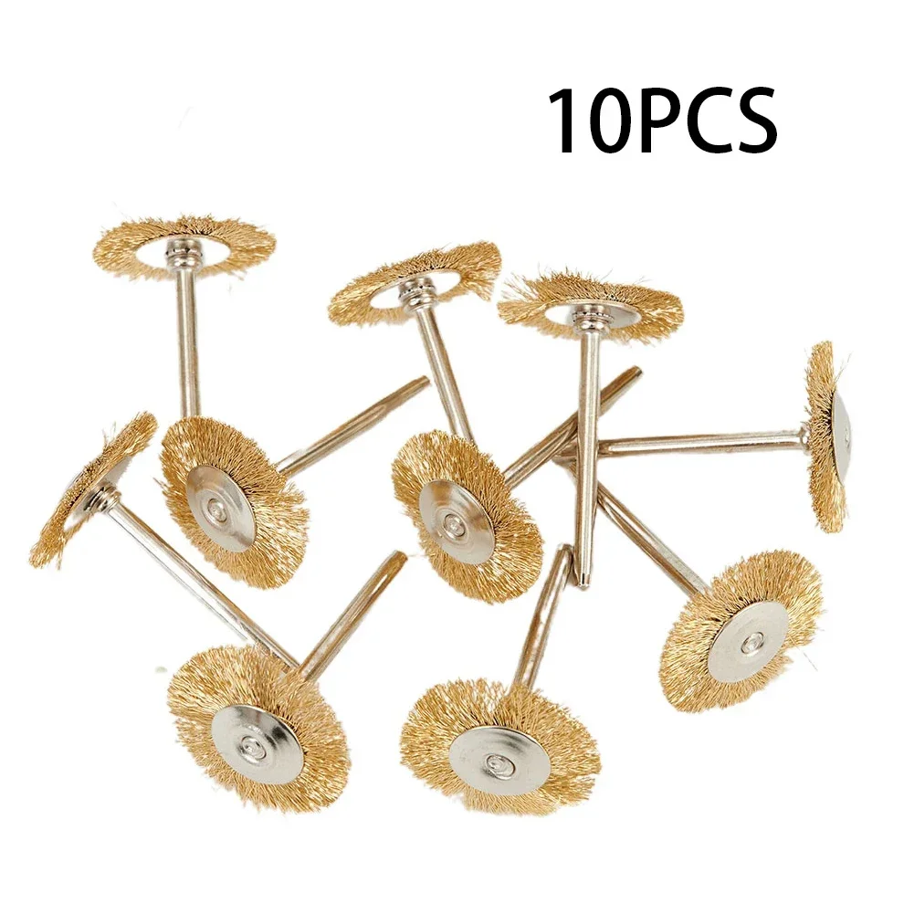 10pcs Brass Wheel Brush Set 3.17mm Shank Wire Wheel Brush For Rotary Tools Electric Tool For The Engraver Polishing Tools