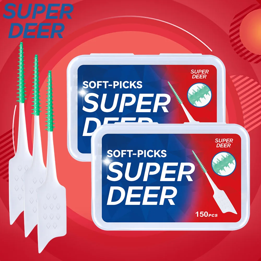 Super Deer 150Pcs Interdental Brush Clean Between Teeth For Orthodontics Braces Silicone Dental Toothbrush Oral Hygiene Care Too